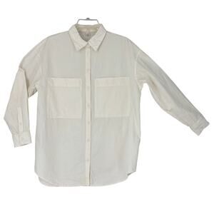 Commense White Blouse 100% Cotton Minimalist Modernist Small